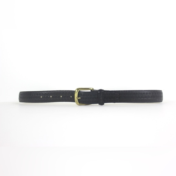 34”-38” Pierre Cardin Paris Vintage Black Leather Belt with Embossed Detail - Picture 2 of 8